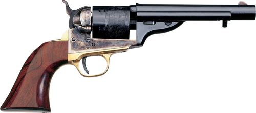 Taylors & Company 550721 1851 Open-Top 45 Colt (LC) Caliber with 5.50" Blued Finish Barrel, 6rd Capacity Blued Finish Cylinder, Color Case Hardened Finish Steel Frame & Walnut Navy Size Grip          