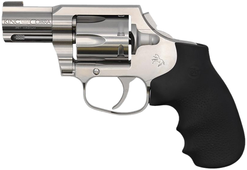 Colt Mfg KCOBRASM2BB King Cobra  Small 357 Mag 6 Shot 2" Matte Stainless Steel Barrel, Cylinder Frame, Black Hogue Overmolded Grips, Concealed Hammer                                                   