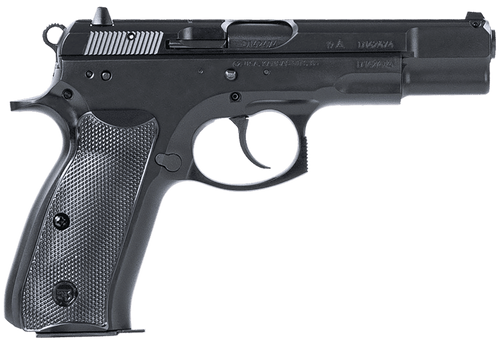 CZ-USA 91130 75BD  9mm Luger 16+1 4.60" Black Steel Barrel, Black Steel Serrated Slide, Black Polycoat Steel Frame w/Beavertail, Black Plastic Grip, Ambidextrous                                       
