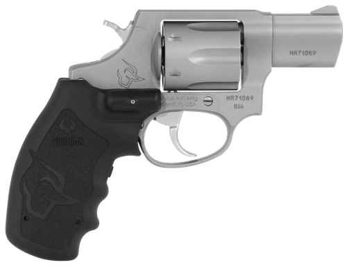 Taurus 2-856029VL 856 w/Laser Small 38 Special +P 6 Shot 2" Matte Stainless Steel Barrel, Cylinder & Frame, Black Finger Grooved Rubber Grip, Viridian Laser Transfer Bar Safety, Exposed Hammer        