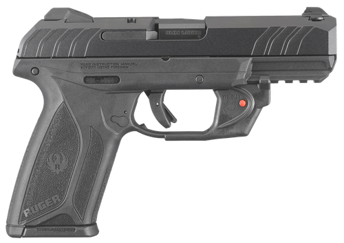 Ruger 3816 Security-9  9mm Luger  4" Barrel 15+1, Black Polymer Frame With Picatinny Acc. Rail, Front Serrated Black Oxide Steel Slide, Manual Safety, Includes Viridian Red Laser                      