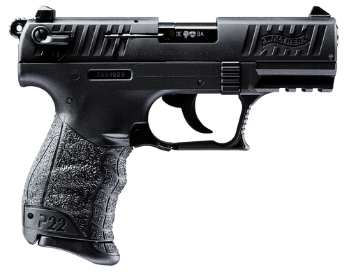 Walther Arms 5120333 P22 *CA Compliant 22 LR 10+1 3.42" Matte Black Tenifer Serrated/Steel Slide, Black Polymer Frame w/Picatinny Rail, Black Interchangeable Backstrap Grips                           
