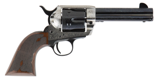 Cimarron PP410LSFW Frontier Pre-War 1896-1940 45 Colt (LC) 6 Shot, 4.75" Blued Steel Barrel, Blued Cylinder, Old Silver Engraved Steel Frame, Checkered Walnut Grip, Exposed Hammer                     