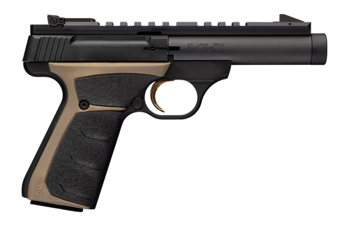 Browning 051614490 Buck Mark Field Target 22 LR 10+1 4.40" Matte Black Bull Threaded Barrel, Picatinny Rail Receiver, Matte Black FDE w/Black Overmold Grip                                             