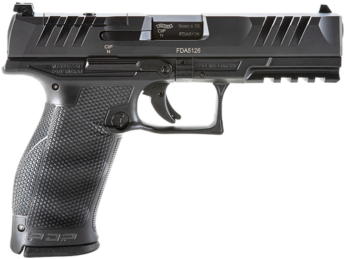 Walther Arms 2842475 PDP  9mm Luger 18+1 4.50" Black Polygonal Rifled Barrel, Black Optic Ready/Serrated Steel Slide, Black Polymer Frame w/Picatinny Rail, Ambidextrous                                