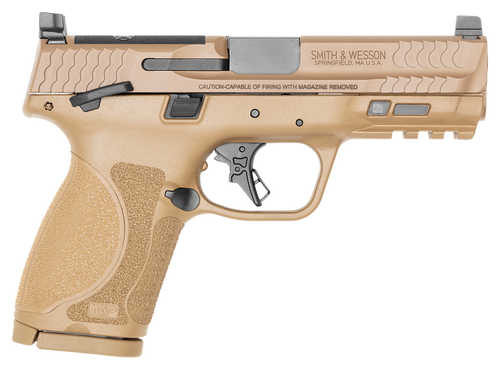 Smith & Wesson 13573 M&P M2.0  Compact 9mm Luger 15+1 4" Stainless Steel Barrel & Optic Cut/Serrated Stainless Steel Slide, Flat Dark Earth Polymer Frame w/Picatinny Rail                              