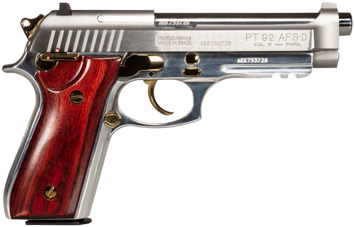 Taurus 1-920159GLD-HW1 92  Full Size Frame 9mm Luger 17+1 5" Matte Stainless Steel Barrel, Serrated Stainless Steel Slide, Natural Anodized Aluminum Frame w/Beavertail & Picatinny Rail, Rosewood Grip 
