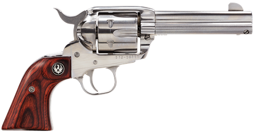 Ruger 5109 Vaquero  Medium Frame 357 Mag/38 Special 6rd 4.62" High Gloss Stainless Steel Barrel, Cylinder & Frame, Hardwood Grip, Transfer Bar Safety, Exposed Hammer                                   