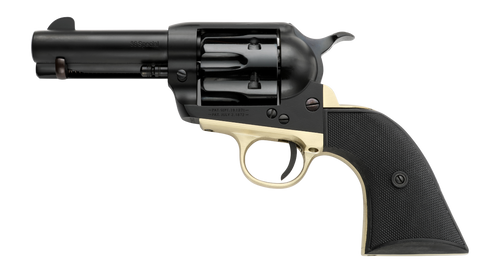 Pietta PFI38ALLOYBR312CB 38 Super 6 Shot 10rd Shot 3.50" Matte Black Alloy Steel Frame w/Brass Backstrap & Trigger Guard, Black Checkered Grip                                                          