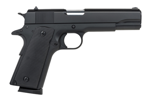 Tisas Arms 10100519 1911 A1 Service 9mm Luger 7+1 5" Stainless Steel Barrel, Black Cerakote Carbon Steel Serrated Slide & Frame w/Beavertail, Black Rubber Grip                                         