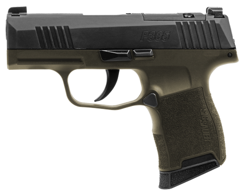 Sig Sauer 365-9-BXR3-FS P365 Fortunate Son 9mm Luger 10+1 3.10" Black DLC Barrel, Black Nitron Stainless Steel Optic Ready/Serrated Slide, OD Green Cerakote Stainless Steel Frame w/Accessory Rail, Pol