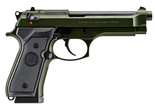 Beretta USA J92F300GR15 92FS  Full Size Frame 9mm Luger 15+1 4.90" Black Steel Barrel, OD Green Cerakote Serrated Slide, OD Green Cerakote Aluminum Frame w/Beavertail, Black Textured Grip             