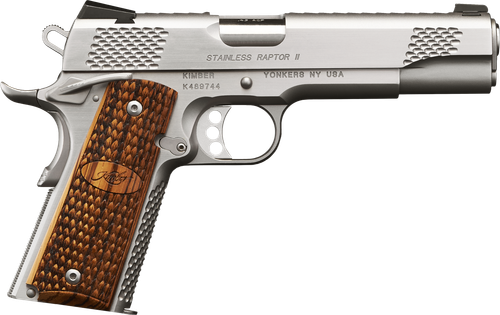 Kimber Mfg.,inc 3200181CA Stainless Raptor II (CA) 45 ACP 8+1 5" Brush Polished Front Serrations Stainless Steel Slide                                                                                  