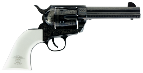 Traditions SAT73122LIB 1873 Liberty 45 Colt (LC) 6rd 4.75" Blued Engraved Steel White PVC Grip                                                                                                          