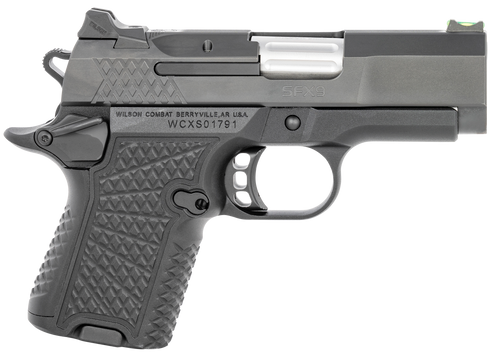 Wilson Combat SFX9SC3A SFX9 Sub-Compact 9mm Luger 10+1 15+1 3.25" Stainless Steel Barrel, Black DLC Serrated Stainless Steel Slide, Black Aluminum Frame w/Beavertail                                   