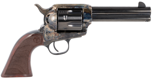 Taylors & Company 550812 Smoke Wagon  45 Colt (LC) Caliber with 4.75" Blued Finish Barrel, 6rd Capacity Blued Finish Cylinder, Color Case Hardened Finish Steel Frame & Checkered Walnut Grip           