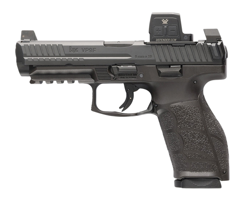 HK 81001351 VP9A1 F w/Optic 9mm Luger 15+1 4.53" Black Barrel & Steel Serrated w/Optic Slide, Black Polymer Frame w/Picatinny Rail, Textured Grip, Vortex CCW                                           