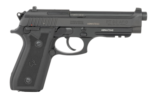 Taurus 1-920151-6MAG 92  Full Size 9mm Luger 18+1 5" Matte Matte Stainless Steel Barrel, Alloy Steel Serrated Slide, Black Anodized Aluminum Frame w/Beavertail & Picatinny Rail, Black Hogue G10 Grip, 