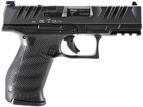 Walther Arms 2854686 PDP  Compact Frame 9mm Luger 10+1 4" Black Steel Barrel, Black Optic Ready/Serrated Steel Slide, Black Polymer Frame w/Picatinny Rail, Textured Polymer Grip, Ambidextrous         