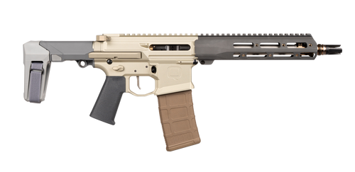 Q LLC HB55610INPISTOL Honey Badger  5.56 NATO 30+1 10" Threaded Barrel, M-LOK Handguard, Aluminum Receiver, Tan SB Tactical Brace                                                                       