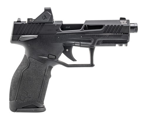 Taurus 1-2TX22P141-RD TX22 w/Optic Full Size Frame 22 LR 16+1 22+1 4.60"Matte Black Threaded Barrel, Black Hard Coat Anodized Serrated w/Optic Slide, Black Polymer Frame w/Picatinny Rail, Textured Gri