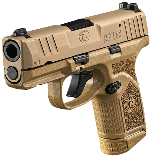 FN 66101417 Reflex  9mm Luger 15+1 11+1 3.30" Micro-Compact Frame Flat Dark Earth PVD Serrated Steel Slide w/Picatinny Rail Stippled Grip Ambidextrous                                                  