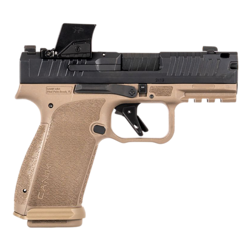 Canik HG8328BDVN Mete MC9 Prime w/Optic Sub-Compact Frame 9mm Luger 17+1 3.64" Black Black Steel Serrated Slide, Flat Dark Earth Polymer Frame w/Picatinny Rail, Textured Grip, MeCanik M04 Red Dot     