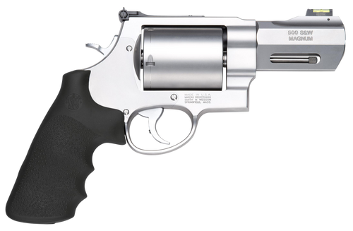 Smith & Wesson 11623 Model 500 Performance Center  500 S&W Mag Stainless Steel 3.50" Barrel, 5rd Unfluted Cylinder & X Frame, Trigger Overtravel Stop, HiViz Fiber Optic Front Sight                    