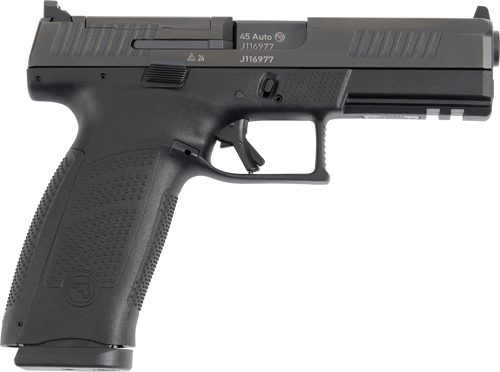 CZ-USA 91591 P-10 F  Full Size Frame 45 ACP 13+1 4.50" Black Steel Barrel, Black Steel Optic Ready/Serrated Slide, Black Polymer Frame w/Picatinny Rail, Interchangeable Backstrap Grip                 