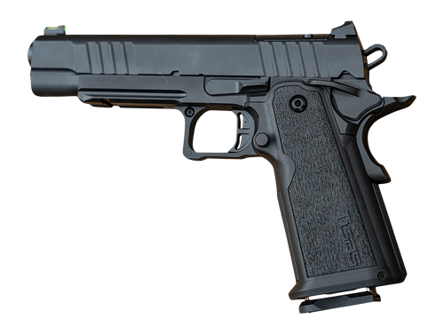 Tisas Arms 12500017 1911 Duty DS 9mm Luger 17+1 5" Black Cerakote Carbon Steel Serrated Slide, Black Cerakote Carbon Steel Frame w/Accessory Rail & Beavertail, Polymer Grip                            