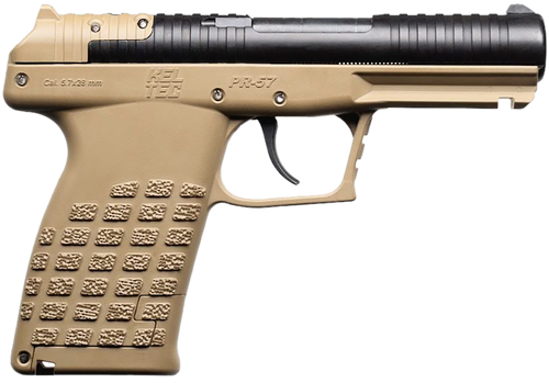 Kel-Tec PR57TAN PR57  Compact Frame 5.7x28mm 20+1 4" Black Steel Barrel, Tan Optic Ready/Serrated Slide, Tan Textured Grip                                                                              