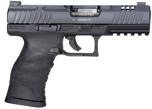 Walther Arms 5220300 WMP Optic Ready 22 WMR 15+1 4.50" Stainless Steel Barrel, Black Optic Ready/Serrated Slide, Black Polymer Frame w/Picatinny Rail, Black Polymer Grip, Ambidextrous                 