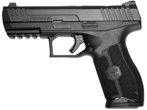 IWI US M9ORP10NS MASADA  Full Size 9mm Luger 10+1, 4.10" Black Button Rifled Steel Barrel, Black Optic Ready/Serrated Steel Slide, Black Polymer Frame w/Picatinny Rail, Ambidextrous                   
