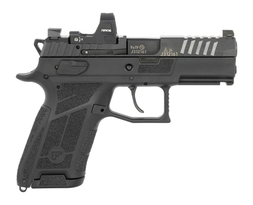 CZ-USA 91604 P-09 C Nocturne Compact 9mm Luger 15+1 3.75" Black Steel Serrated w/Optic Slide, Black Polymer Frame w/Picatinny Rail, Interchangeable Backstrap Grip, Viridian RFX-15                     