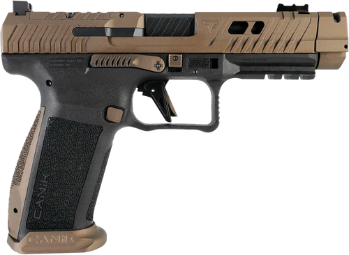 Canik HG7864N TTI Combat Full Size Frame 9mm Luger 10+1 4.60" Black Nitride Fluted/Ported Barrel, Burnt Bronze Cerakote Optic Cut/Serrated Steel Slide, Black Polymer Frame w/Picatinny Rail            