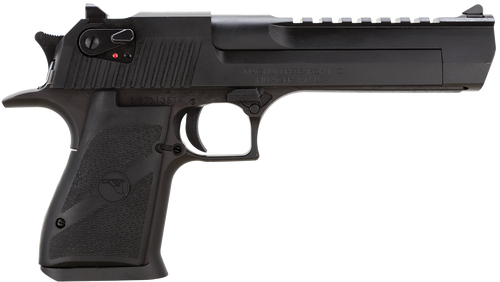 Magnum Research DE357 Desert Eagle Mark XIX 357 Mag Caliber with 6" Picatinny Rail Barrel, 9+1 Capacity, Overall  Black Finish Carbon Steel, Beavertail Frame, Serrated Slide &  Rubber Grip            