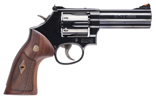 Smith & Wesson 150909 Model 586 Classic L-Frame 357 Mag 38 Special +P 6 Shot 4" Blued Carbon Steel Barrel, Blued Cylinder, Blued Carbon Steel Frame, Wood Grip Internal Lock Safety, Exposed Hammer     