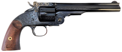 Taylors & Company 550644 Top Break Schofield 45 Colt (LC) 6rd 7" Blued Engraved Steel Walnut Grip                                                                                                       