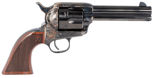 Taylors & Company 550180 Smoke Wagon  357 Mag Caliber with 4.75" Blued Finish Barrel, 6rd Capacity Blued Finish Cylinder, Color Case Hardened Finish Steel Frame & Checkered Walnut Grip                