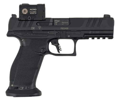 Walther Arms 2881225PRO PDP w/Optic Full Size Frame 9mm Luger 18+1 4.50" Polygonal Rifling Barrel Black Optic Ready/Serrated Steel Slide Black Polymer Frame w/Picatinny Rail, Aimpoint Acro Red Dot    