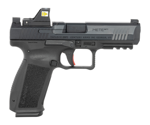 Canik HG6595OSVN Mete SFT One Series w/Optic 9mm Luger 18+1 4.46" Black Barrel, Black Nitride Steel Serrated w/Optic Slide, Black Polymer Frame w/Beavertail & Picatinny Rail, Interchangeable Backstrap
