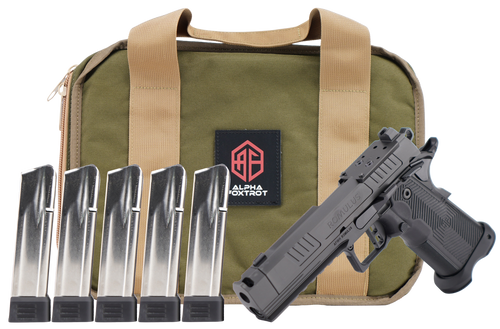 Alpha Foxtrot AA39X1CIG-XDBK20-PROM AF1911 Romulus Promo 9mm Luger 20+1 4.25" Black Bull Ramped Compensated Barrel, Polished DLC Stainless Steel Optic Ready/Serrated Slide & Frame w/Beavertail & Picat