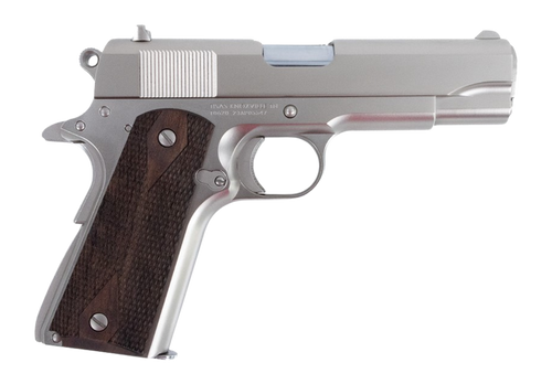 Tisas Arms 10100117 1911 A1 Tank Commander 9mm Luger 9+1 4.25" Stainless Steel Barrel, Nickel Carbon Steel Serrated Slide & Frame w/Beavertail, Walnut Grip                                             