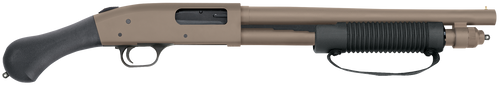 Mossberg 50653 590 Shockwave 12 Gauge 5+1 3" 14.375" Heavy Barrel, Flat Dark Earth Cerakote, Dual Extractors, Drilled & Tapped Receiver, Corncob Forend w/Strap, Raptor Birdshead Grip Stock            