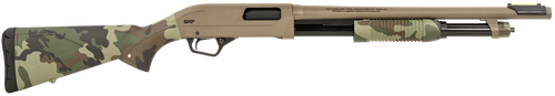 Winchester Repeating Arms 512435395 SXP Defender 12 Gauge 3" 5+1 (2.75") 18" Barrel, FDE Drilled & Tapped Rec, Woodland Camo Textured Stock, Tactical  Ribbed Forearm, Inflex Recoil Pad                
