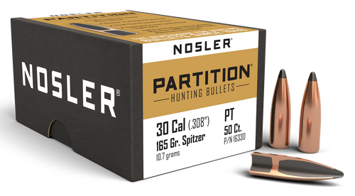 Nosler 16330 Partition  30Cal 165gr Spitzer 50/Box                                                                                                                                                      