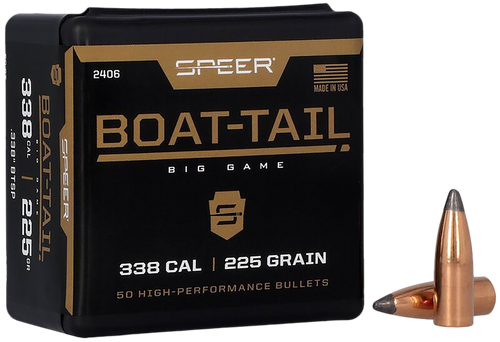 Speer 2406 Boat-Tail  .338 225 gr Spitzer Boat Tail Soft Point 50                                                                                                                                       