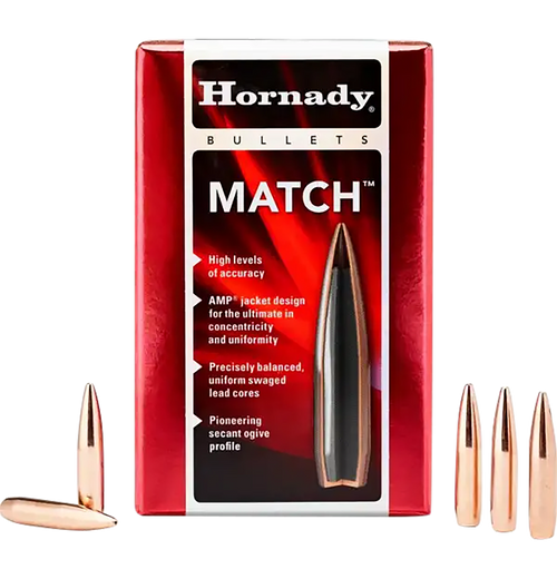 Hornady 2279 Match  22 Cal .224 75 gr Hollow Point Boat Tail Match 100 Per Box/ 25 Case                                                                                                                 