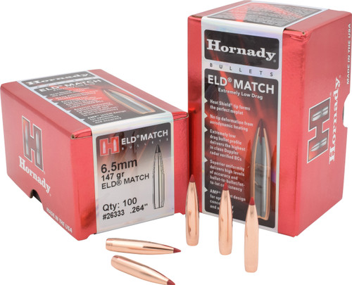 Hornady 26333 ELD Match  6.5mm .264 147 gr Extremely Low Drag Match 100 Per Box/ 15 Case                                                                                                                
