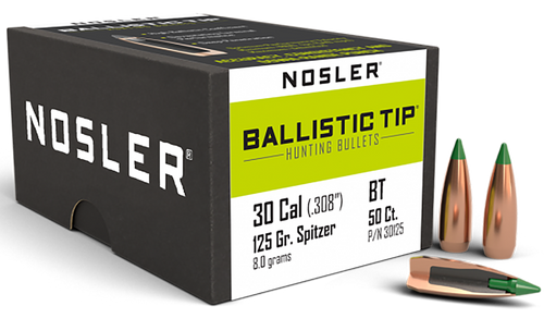 Nosler 30125 Ballistic Tip  30Cal 125gr Spitzer 50/Box                                                                                                                                                  